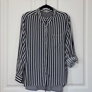 Black and White Striped Blouse